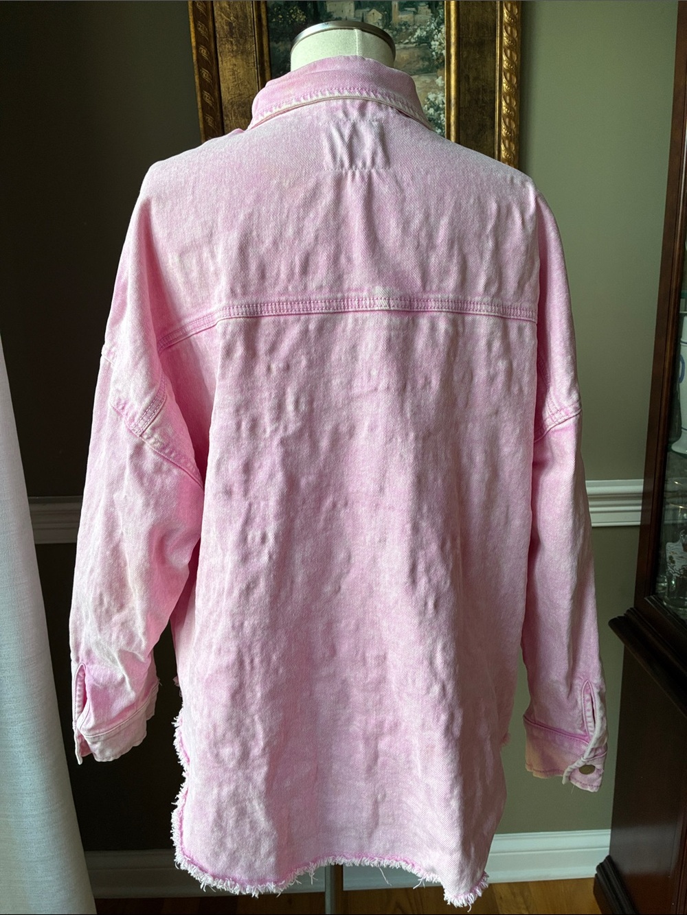 Celebrity Pink Acid Washed Oversized Denim Shacket Size Medium - Picture 5 of 8